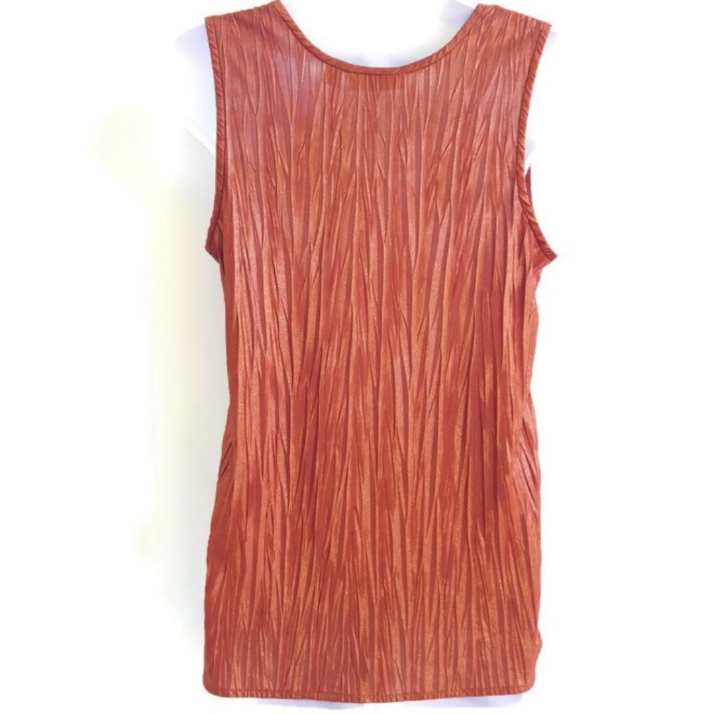 Susan Graver Tank Top Copper Crinkle Shimmer S - Picture 2 of 6